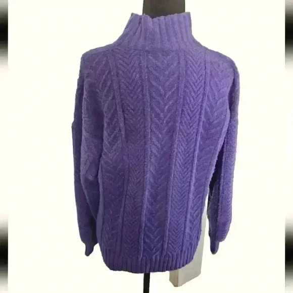St. John Sportswear Womens Purple Wool Chunky Knit Turtleneck Sweater S - Picture 3 of 11